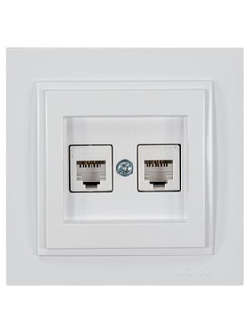 Πριζα Τηλεφωνου Διπλη rj 11 Λευκη