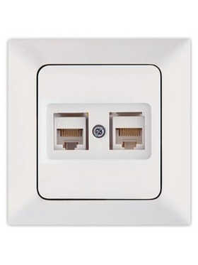 Πριζα Data cat 6 rj 45 Διπλη Λευκη
