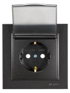 Πριζα Σουκο Καπακι 16a Μαυρο με Παιδικη Προστασια Μαυρο