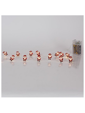 Σειρα, 20 Mini Led, Aγιος Βασιλης, Μπαταριας 3xaa, Χρονοδιακοπτη, Ασημι Χαλκινο Καλωδιο, Θερμο Λευκο Led, ανα 10cm, Προεκταση Παροχης 30cm, Ip20