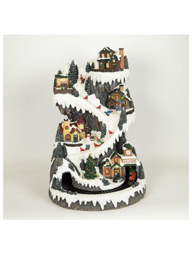 Χωριο με Χιονοδρομικη Πιστα και Τρενακι, με Μετασχηματιστη, με Μουσικη και Κινηση, 40x41,5x58,5cm