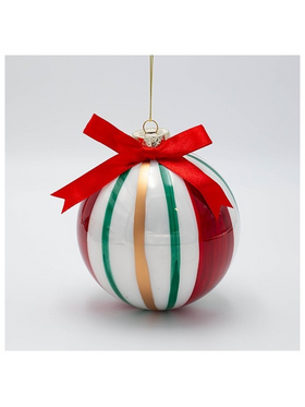 Γυαλινη Μπαλα, Candy Πρασινη, Κοκκινη, Χρυση με Φιογκο, σετ 2τμχ, 12cm