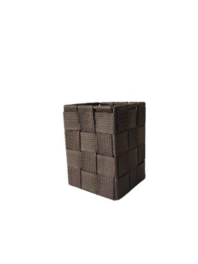 Decorative fabric storage box in brown color 9x9x12cm