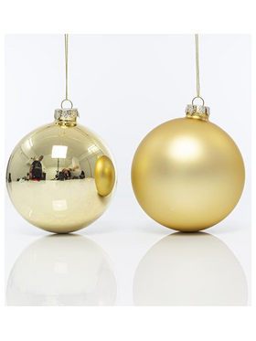 Γυαλινη Μπαλα, Χρυση, ματ και Γυαλιστερη, σετ 4 Τμχ, 10cm