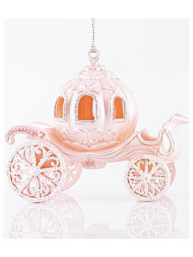 Αμαξα Κολοκυθα Ακρυλικη, ροζ με Διαφανο Glitter, 16x10cm