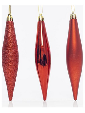 Πλαστικο Στολιδι, Κοκκινο, σετ 4τμχ, 15x3cm