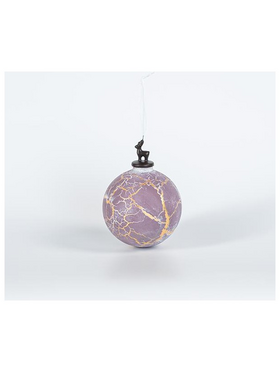 Γυαλινη Μπαλα, Σαπιο Μηλο με Χρυσο, με Πορσελανινο Ταρανδο, 1τμχ, 10cm