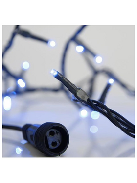 Σειρα, 100 led 3mm, 31v, Επεκταση εωσ 3, με Μετασχηματιστη, Προεκταση Παροχης 300cm, Πρασινο Καλωδιο, Μπλε Led, ανα 5cm, Ιρ44