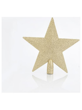 Κορυφη Δεντρου Αστερι Πλαστικο, Χρυσο με Glitter, 20,5cm