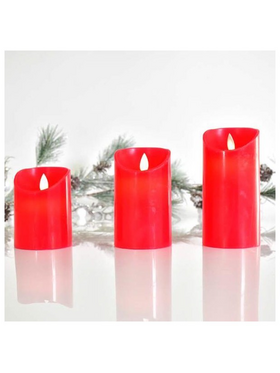 Κερι Μπαταριας με Κινηση στη Φλογα, Κοκκινο, με Timer, 7,5x10cm