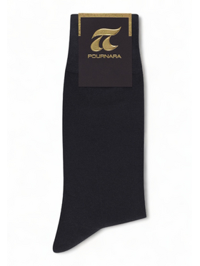Κάλτσα Βαμβακερή Pournara με ελαστική πλέξη Μαύρο