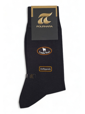 Κάλτσα Μάλλινη Ισοθερμική Pournara με ελαστική πλέξη Μαύρο