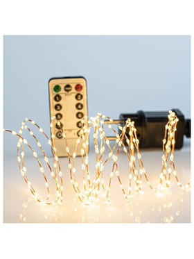 Σειρα, 300 Mini Led, Μετασχηματιστη, με Τηλεχειριστηριο (On/off, Timer, Dimmer), Μπρονζε Χαλκινο Καλωδιο, Θερμο Λευκο Led, ana 1,5cm, , Προεκταση Παροχης 3m, Ιρ44