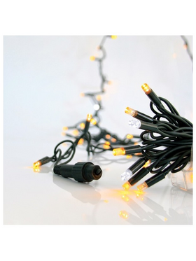 Σειρα, 100 led 5mm, 230v, 3 Επεκτασεις εωσ 9 Σετ, Πρασινο Καουτσουκ Καλωδιο, 90 Θερμα Λευκα led + 10 Λευκα Flash Led, ανα 10cm, Χωρις Παροχη, Ιρ65