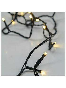 Σειρα, 20 led 5mm, Μπαταριας 3xaa, Χρονοδιακοπτη, Πρασινο pvc Καλωδιο, Θερμο Λευκο Led, ανα 10cm, Προεκταση Παροχης 50cm, Ip20