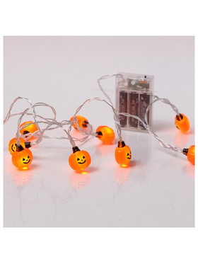 Σειρα, 10 Mini Led, Κολοκυθα με Ηalloween Σχεδιο , Μπαταριας 3xaa, Χρονοδιακοπτη, Διαφανο pvc Καλωδιο, Θερμο Λευκο Led, ανα 15cm, Προεκταση Παροχης 30cm, Ip20