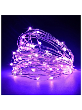 Σειρα, 100 Mini Led, 4,5v Μετασχηματιστη, Σταθερο, Ασημι Χαλκινο Καλωδιο, μωβ Led, ανα 10cm, Προεκταση Παροχης 5m, Ιρ44