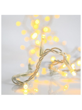 Σειρα, 20 led 5mm, Μπαταριας 3xaa, Χρονοδιακοπτη, Διαφανο pvc Καλωδιο, Θερμο Λευκο Led, ανα 10cm, Προεκταση Παροχης 50cm, Ip20
