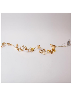 Φωτιζομενη Γιρλαντα me Χρυσα Μπουμπουκια 150cm, 16 Θερμα Λευκα Mini Led, Μπαταριας 3xaa, Timer, Προεκταση Παροχης 30cm, Ip20