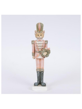 Διακοσμητικο Πολυρεζιν, Γατα Στρατιωτης, Ροζ, 6,5x5x23cm