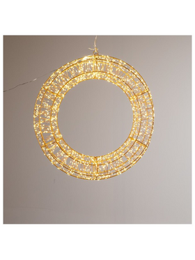 Φωτιζομενο Στεφανι 100cm, 2400 Mini Led, 31v Metaσχηματιστη, Χρονοδιακοπτη, Μπρονζε Χαλκινο Καλωδιο, Μπρονζε Μεταλλικος Σκελετος, Θερμο Λευκο Led, Προεκταση Παροχης 5m, Ip44