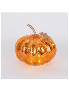 Γυαλινη Φωτιζομενη Κολοκυθα, Χαλκινη, 16cm