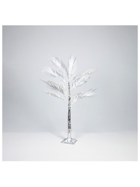 Ασημι Δεντρο Φτερη 1,2m, Μετασχηματιστης, 80 Θερμα Λευκα Mini Led, Προεκταση Παροχης 3m, Ip44