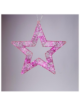 Αστερι Φωτιζομενο 35cm, 200 Μινι Led, 4,5v Μετασχηματιστη, ροζ Μεταλλικος Σκελετος, ροζ Χαλκινο Καλωδιο, ροζ Μινι Led, Προεκταση Παροχης 5m, Ip44
