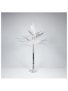 Ασημι Δεντρο Φτερη 1,5m, Μετασχηματιστης, 110 Θερμα Λευκα Mini Led, Προεκταση Παροχης 3m, Ip44