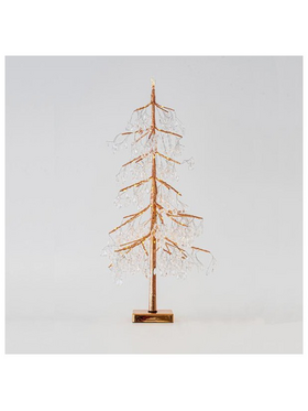 Ακρυλικο Χαλκινο Δεντρο με Αστερι Κορυφη, Σταθερο Μετασχηματιστη, 80 Θερμα Λευκα Mini Led, 60cm, Ip44