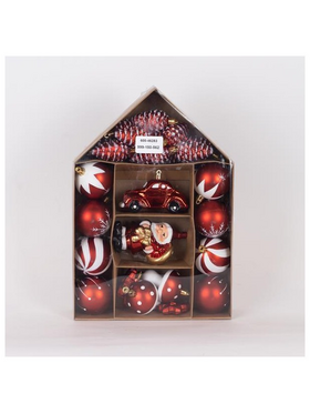 Πλαστικα Στολιδια, Κοκκινο Λευκο, Διαφορα Σχεδια, σετ 27τμχ