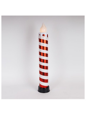 Κερι Φωτιζομενο 14x82cm, Κοκκινο & Ασπρο, με Κινηση στη Φλογα, Μπαταριας 3xaa, Timer, 6 Θερμα Λευκα Led, Ip44