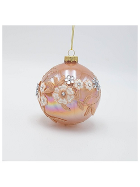 Γυαλινη Μπαλα, Σομον με Κεντημα, σετ 4τμχ, 10cm