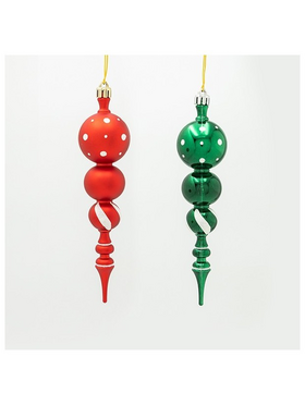 Πλαστικο Στολιδι, Σταλακτιτης, Πρασινο Κοκκινο, σετ 4τμχ, 18cm