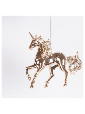 Στολιδι Ακρυλικο, Μονοκερος, ροζ Χρυσο με Γκλιτερ, 10cm