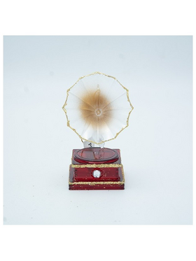 Ακρυλικο Στολιδι, Γραμμοφωνο, Καφε με Χρυσες Λεπτομερειες, 5,3x5.3x10.6cm