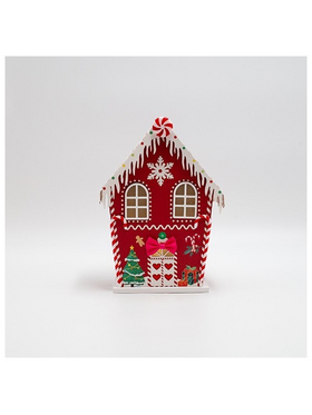 Χαρτινο Σπιτακι, Κοκκινο με Candy, Φωτιζομενο, 15x10.5x21.5cm