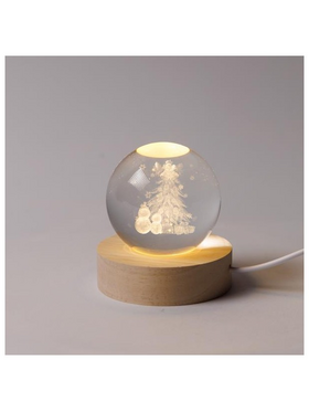 Φωτιζομενη Μπαλα 6cm, Χριστουγεννιατικη Σχεδιο, Χιονανθρωποι με Χριστουγεννιατικο Δεντρο, Usb, 6 Θερμα Λευκα smd Led, Bαση 7cm, Προεκταση Παροχης 70cm, Ip20