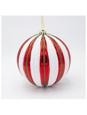 Πλαστικη Μπαλα, Κοκκινη με Λευκες και Πρασινες Ριγες, σετ 2τμχ, 20cm