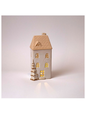 Κεραμικο Σπιτακι, Φωτιζομενο, off White, 9.4x8x19.5cm