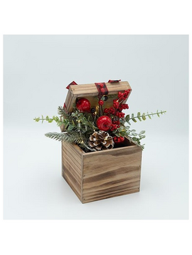 Ξυλινο Κουτι με Χριστουγεννιατικη Διακοσμιση, Φωτιζομενο, 17.50x26cm