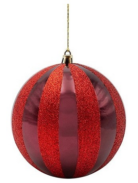 Πλαστικη Μπαλα, Μπορντο με Κοκκινο Glitter, σετ 2τμχ, 12cm