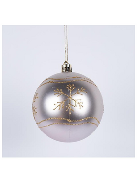 Μπαλα Πλαστικη, Σαμπανι, με Χιονονιφαδες, σετ 6τμχ, 8cm (Top 120)