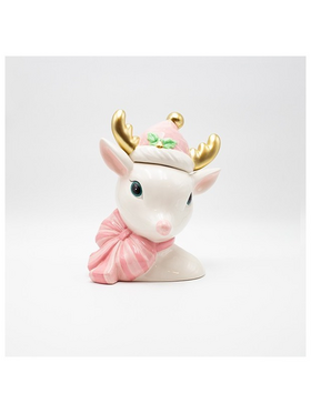 Μπισκοτιερα Ελαφακι, με Χρυσα Κερατα, Διακοσμητικη, 20x23.5cm