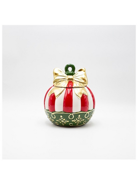 Μπισκοτιερα, Χριστουγεννιατικη  Μπαλα Candy με Χρυσο Φιογκο, Διακοσμητικη, 18.5x21.5cm