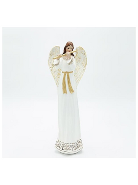 Αγγελος Πολυρεζιν, με Φλαουτο, Λευκος, 10.5x28.5cm