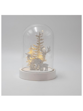 Θολος, με Ακρυλικα Ελαφακια, Φωτιζομενος, Μπαταριας, 12x18.5cm