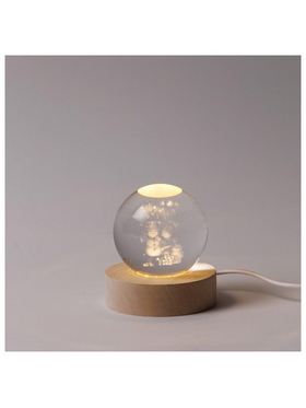 Φωτιζομενη Μπαλα 6cm, Χριστουγεννιατικη Σχεδιο, Χιονανθρωπο me Δωρα, Usb, 6 Θερμα Λευκα smd Led, Bαση 7cm, Προεκταση Παροχης 70cm, Ip20