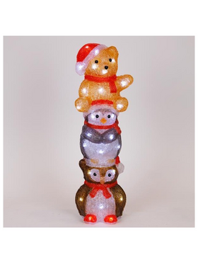 Ακρυλικος Αρκουδος, Πινγκουινος, Κουκουβαγια, 3,5v Μετασχηματιστη, 40 Λευκα Mini Led, 16x14x49cm, Προεκταση Παροχης 5m, Ip44