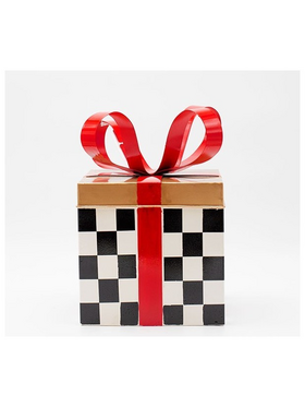 Μεταλλικο Δωρακι, Μαυρο Καρο με Κοκκινο, 25.5cm